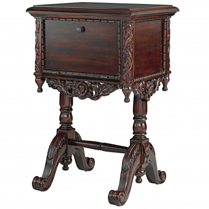 Toscano - Lady Rebecca Victorian-Style Bedside Table in Cherry, Mahogany