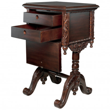 Toscano - Lady Rebecca Victorian-Style Bedside Table in Cherry, Mahogany