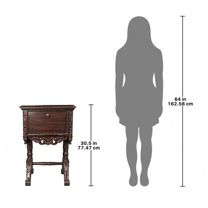 Toscano - Lady Rebecca Victorian-Style Bedside Table in Cherry, Mahogany