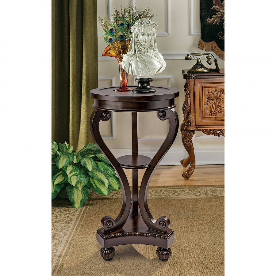 Toscano - Juliet Serpentine Pedestal Table in Walnut, Mahogany