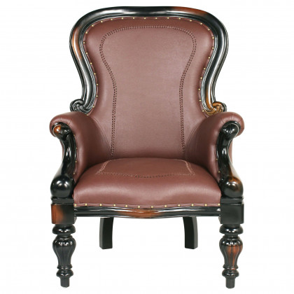 Toscano - Victorian-Style Wing Chair in Brown, Faux Leather