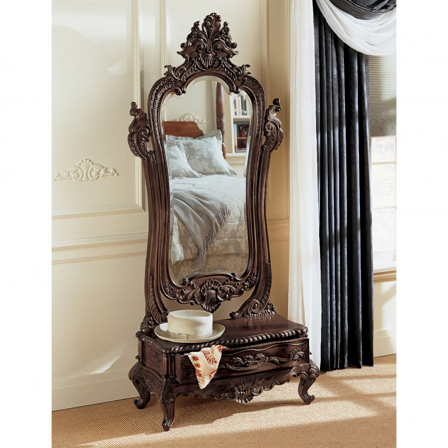 Toscano - Thornwood Manor Victorian Dressing Mirror in Cherry, Mahogany