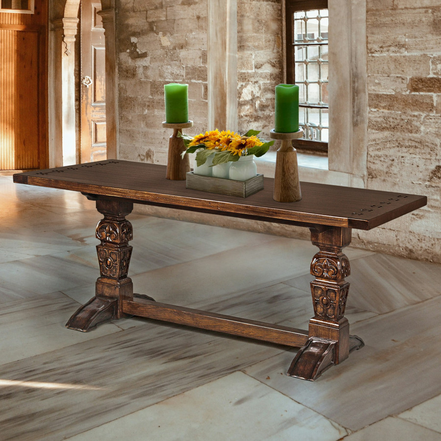 Toscano - English Gothic Refectory High Table in Walnut, Mahogany