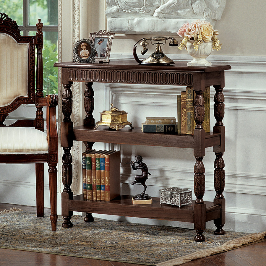 Toscano - Jacobean-Style Etagere Bookshelf in Cherry, Mahogany