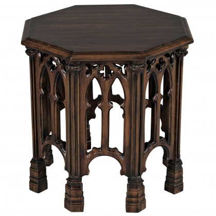 Toscano - Gothic Revival Octagonal Side Table in Mahogany