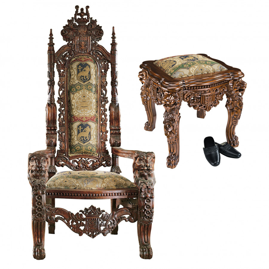 Toscano - The Lord Raffles Throne with Ottoman in Mahogany