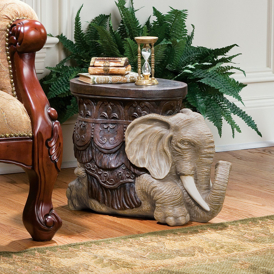 Toscano - The Sultans Elephant Sculptural Side Table in Designer Resin