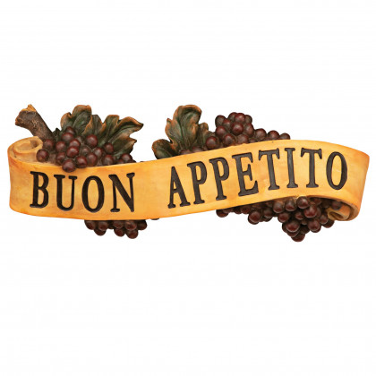 Toscano Abbondanza Italian Sign Grape Wall Sculpture - Buon Appetito