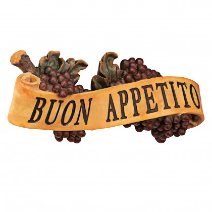 Toscano Abbondanza Italian Sign Grape Wall Sculpture - Buon Appetito
