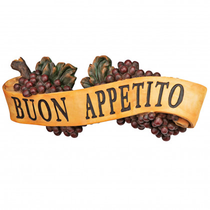 Toscano Abbondanza Italian Sign Grape Wall Sculpture - Buon Appetito