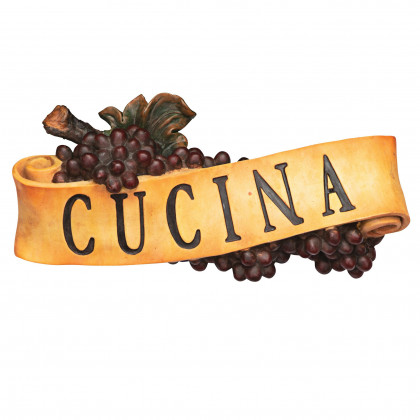 Toscano Abbondanza Italian Sign Grape Wall Sculpture - Cucina