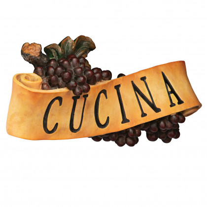 Toscano Abbondanza Italian Sign Grape Wall Sculpture - Cucina
