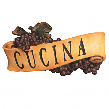 Toscano Abbondanza Italian Sign Grape Wall Sculpture - Cucina