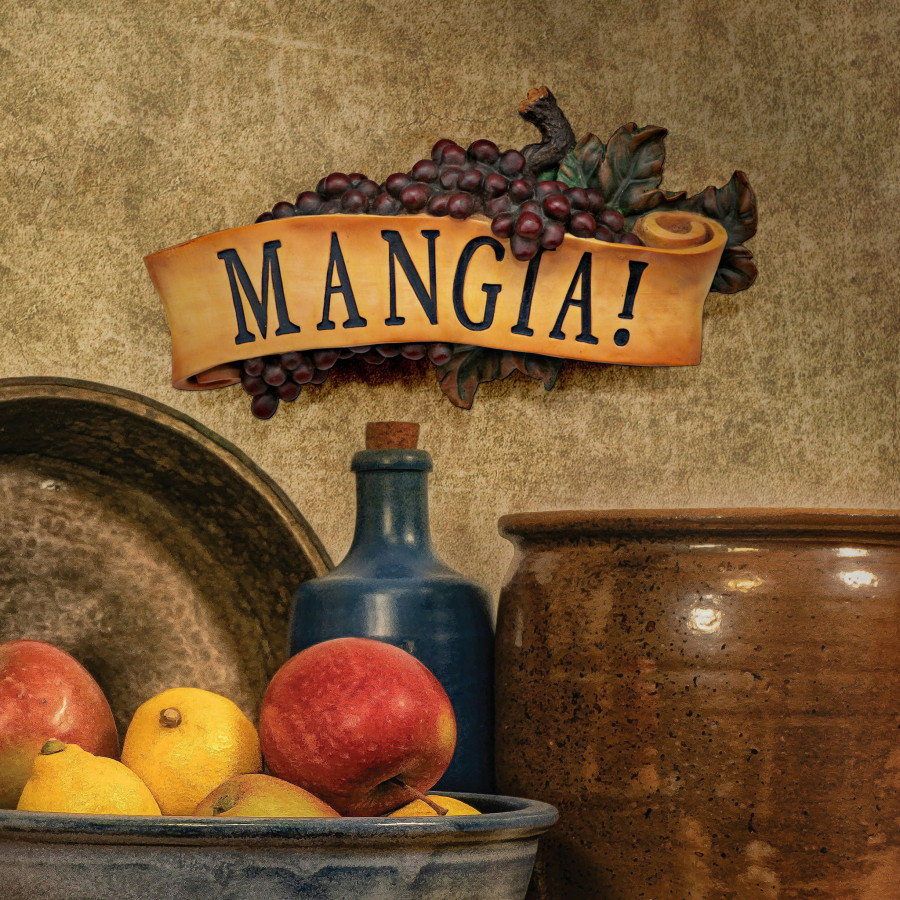 Toscano - Mangia Italian Signs Grape Wall Sculpture