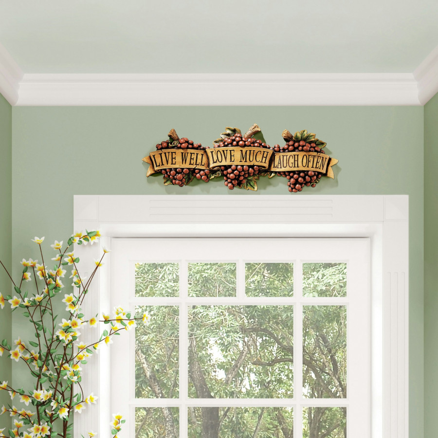 Toscano - Live-Love-Laugh Italian Sign Grape Wall Sculpture