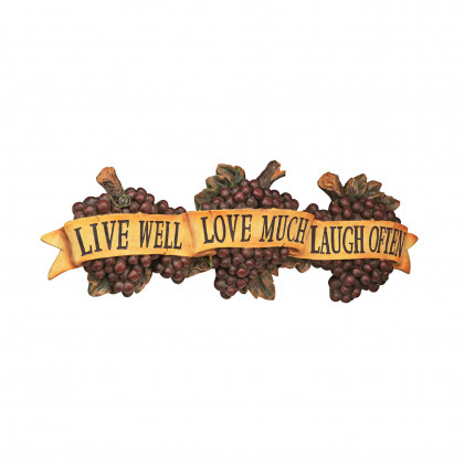 Toscano - Live-Love-Laugh Italian Sign Grape Wall Sculpture