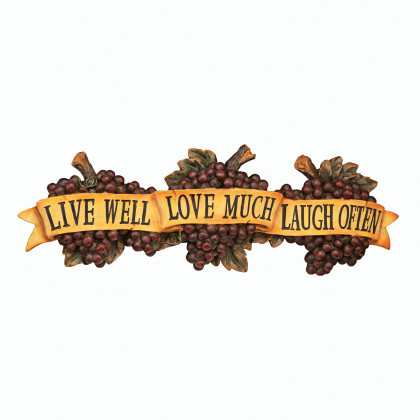 Toscano - Live-Love-Laugh Italian Sign Grape Wall Sculpture