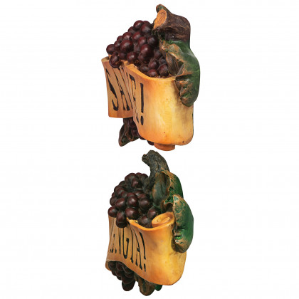 Toscano - Set of 2 Salute and Mangia Italian Signs Grape Wall Sculptures