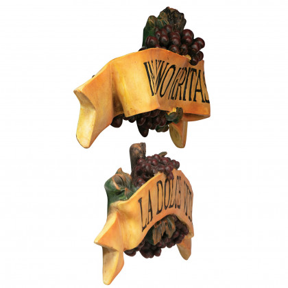 Toscano - Set of 2 La Dolce Vita and In Vino Veritas Italian Signs Grape Wall Sculpture