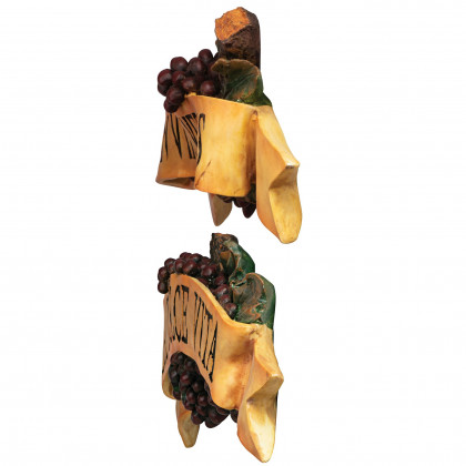 Toscano - Set of 2 La Dolce Vita and In Vino Veritas Italian Signs Grape Wall Sculpture