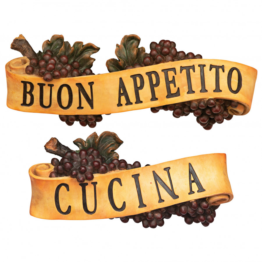 Toscano - Set of 2 Abbondanza Italian Signs Grape Wall Sculptures