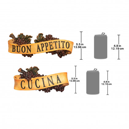 Toscano - Set of 2 Abbondanza Italian Signs Grape Wall Sculptures