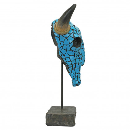 Toscano - Western Faux Turquoise Encrusted Cow Skull Statue