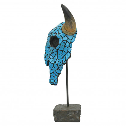 Toscano - Western Faux Turquoise Encrusted Cow Skull Statue