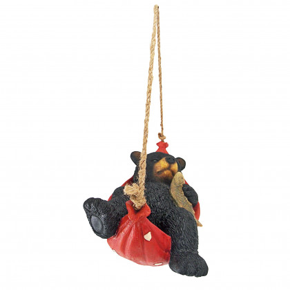Toscano - Forest Summer Snooze Black Bear Cub Hanging Hammock Statue