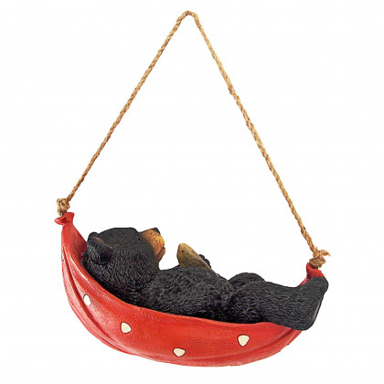 Toscano - Forest Summer Snooze Black Bear Cub Hanging Hammock Statue