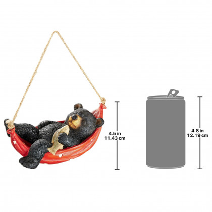 Toscano - Forest Summer Snooze Black Bear Cub Hanging Hammock Statue