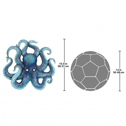 Toscano - Deadly Blue Octopus of the Coral Reef Wall Sculpture
