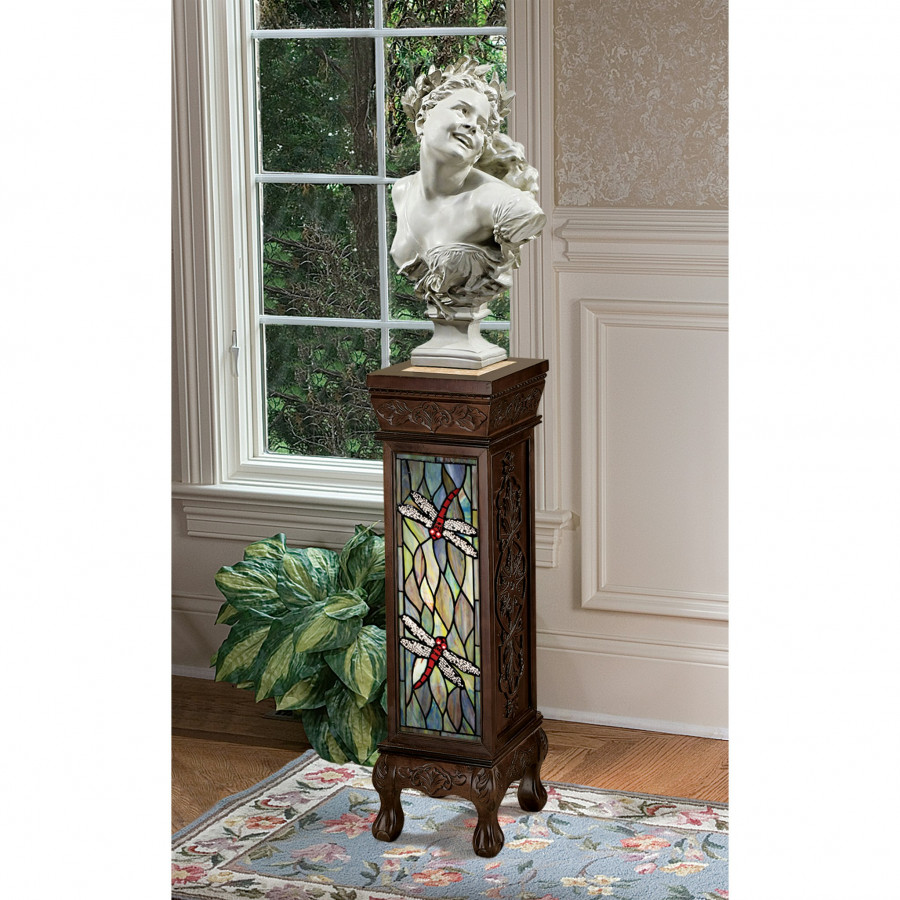 Toscano - Dragonfly Illuminated Hand-Crafted Pedestal
