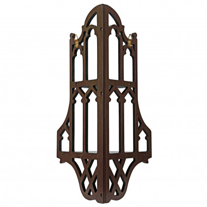 Toscano - Canterbury Cathedral Gothic Corner Wall Shelf in Walnut, Hardwood