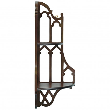 Toscano - Canterbury Cathedral Gothic Corner Wall Shelf in Walnut, Hardwood