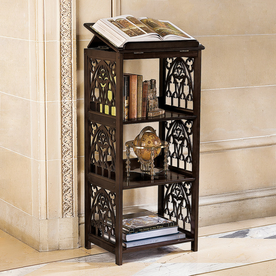Toscano - Saint Thomas Aquinas Gothic Bookcase in Walnut, Wood