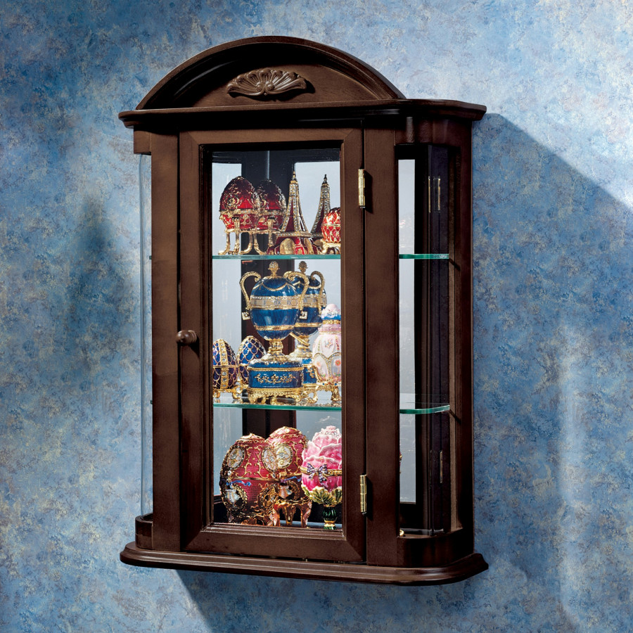 Toscano Rosedale Hardwood Wall Curio Cabinet - Walnut