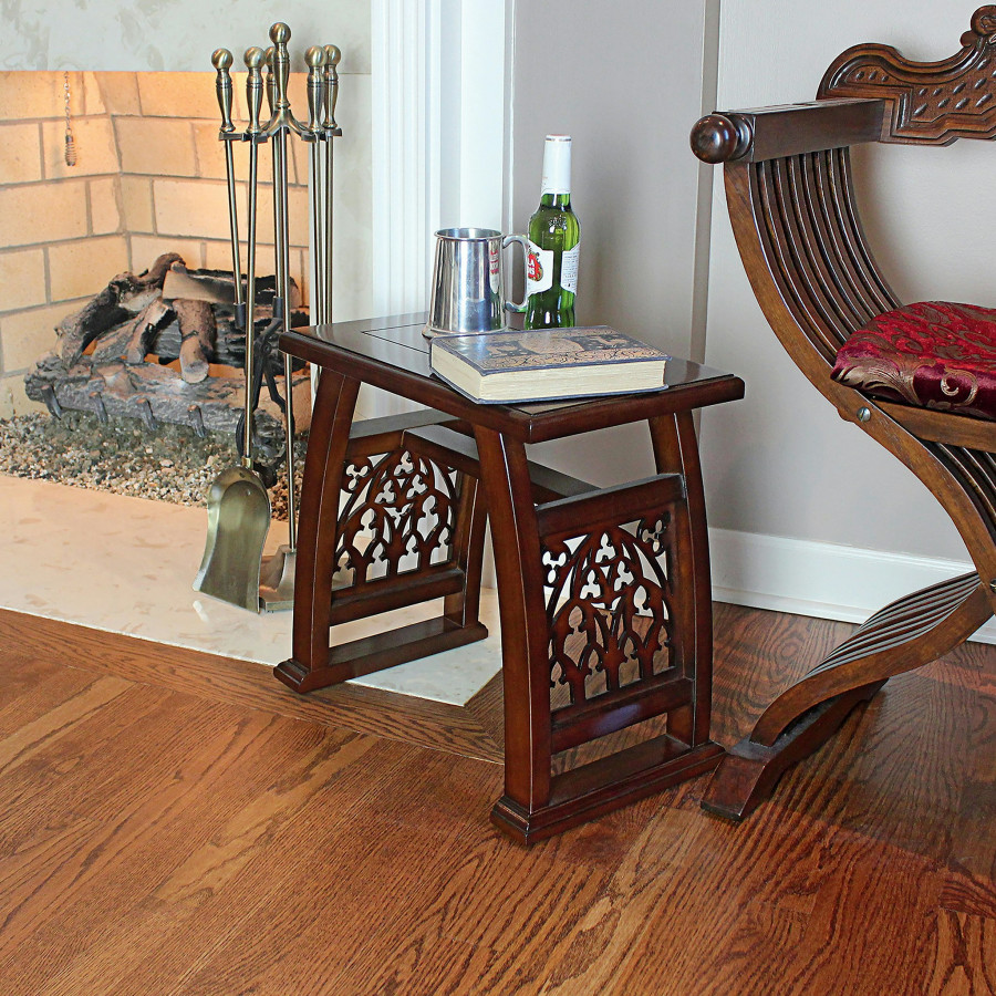 Toscano - Saint Thomas Aquinas Gothic Stool in Cherry, Hardwood