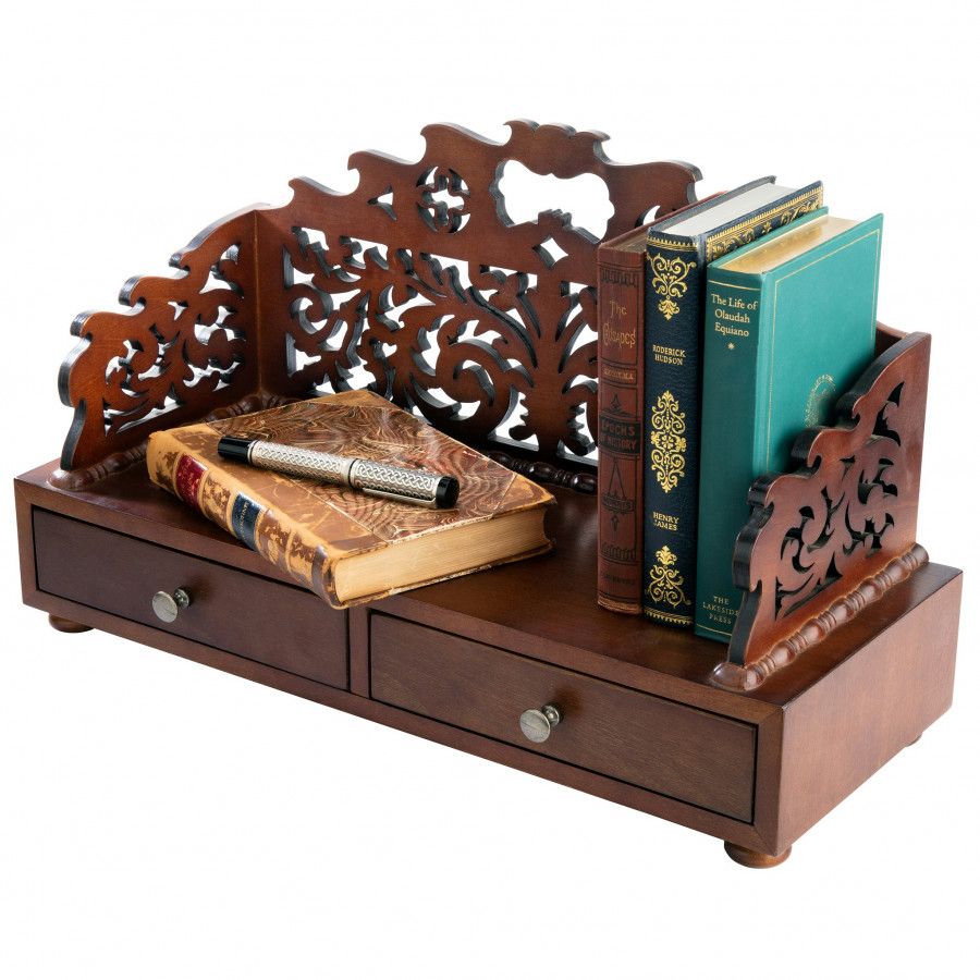 Toscano - Antiquarian Tracery Desktop Book Organizer in Walnut, Hardwood