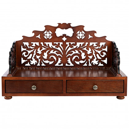 Toscano - Antiquarian Tracery Desktop Book Organizer in Walnut, Hardwood