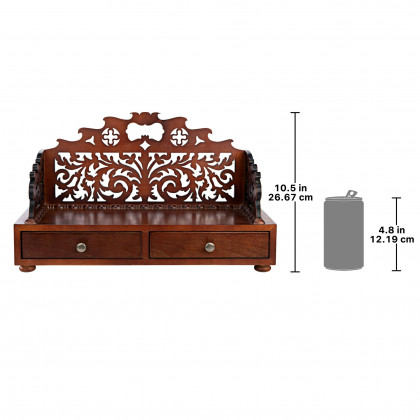 Toscano - Antiquarian Tracery Desktop Book Organizer in Walnut, Hardwood