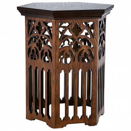 Toscano - Saint Thomas Aquinas Gothic Tracery Side Table in Hardwood