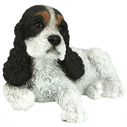 Toscano - Black  White Cocker Spaniel Puppy Dog Statue