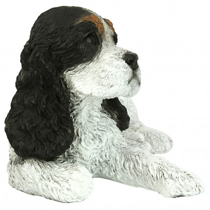 Toscano - Black  White Cocker Spaniel Puppy Dog Statue