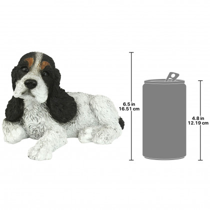 Toscano - Black  White Cocker Spaniel Puppy Dog Statue