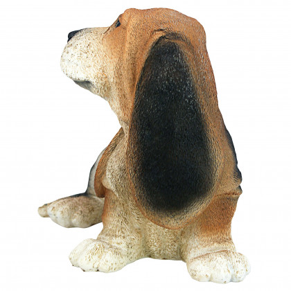 Toscano - Black  Brown Basset Puppy Dog Statue