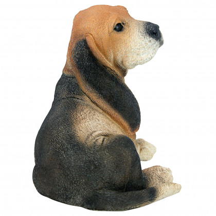 Toscano - Black  Brown Basset Puppy Dog Statue