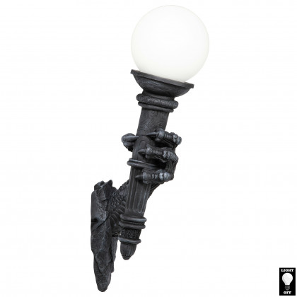 Toscano - Blackfriar Gate Wall Torchiere Lamp in Greystone, Designer Resin