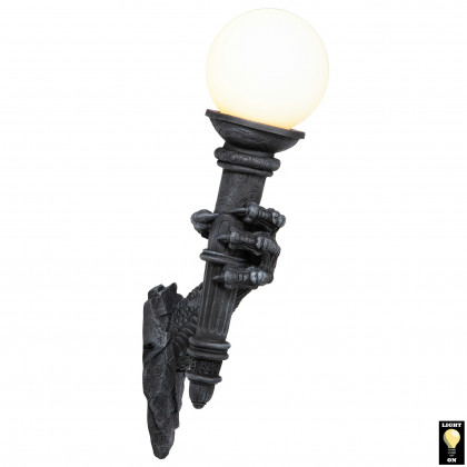 Toscano - Blackfriar Gate Wall Torchiere Lamp in Greystone, Designer Resin