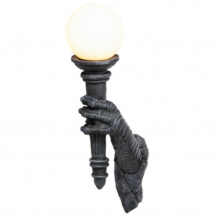 Toscano - Blackfriar Gate Wall Torchiere Lamp in Greystone, Designer Resin